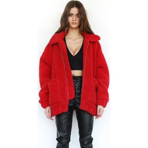 Elegant Faux Fur Coat Women Autumn Winter Warm Soft Zipper Fur Jacket Female Plush Overcoat Casual Outerwear