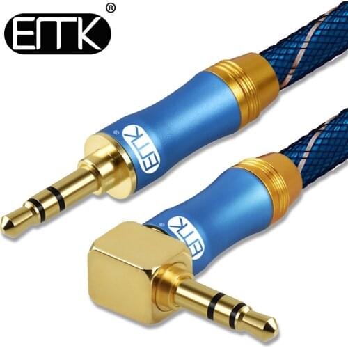 EMK 90 Degree AUX Cable Male Right Angle 3.5mm AUX Cord for Car Headphone MP3/4 Aux