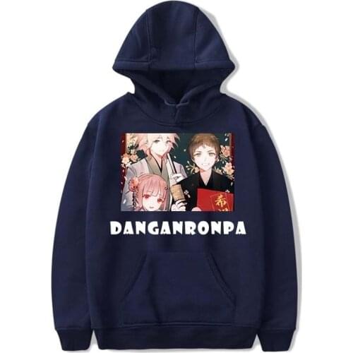 Danganronpa Oversized Hoodie Sweatshirt Character Print Solid Loose Pullovers Long Sleeve Hooded Streetwear Hoody Game Top 2021
