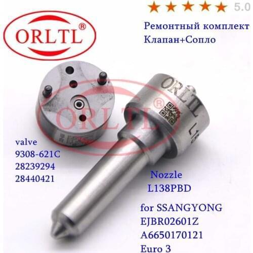 INJECTOR VALVE 9308-621C NOZZLE L138PBD REPAIR KITS (7135-649) FOR Euro 3 SSANGYONG DELPHI EJBR02601Z REXTON 2.7L