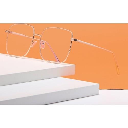 Classic Women Oversized Anti-Blue Light Optical Eyeglasses Fashion Square Metal Glasses Vintage Men Prescription Eyeglasses