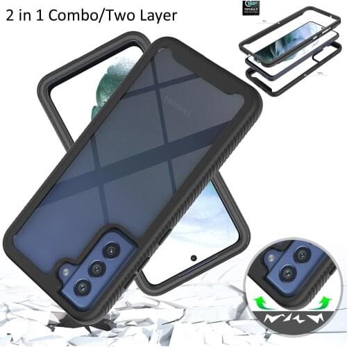 Combo Drop resistance Rugged Case For Samsung Galaxy S21 FE Defender Armor Shield Anti-Skid Crystal Clear Cover