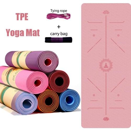 TPE Yoga Mat 6mm For Beginner Non-slip Mat Yoga Sports Exercise Pad With Position Line For Home Fitness Gymnastics Pilates Mats