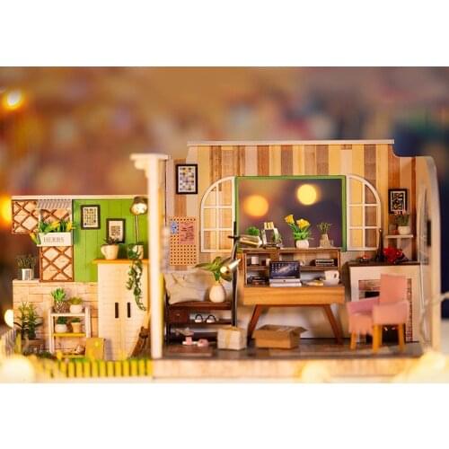 Modern Style Miniature Doll House DIY Studio Creative Handmade Villa Wooden Assembly Model Art House Gift Toy For Children