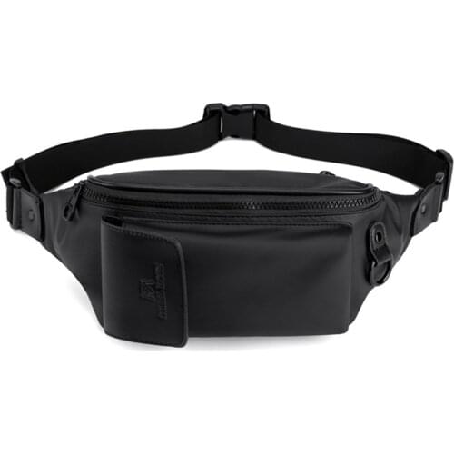 Men Leather Waist Bag Sports Pack Waterproof Zipper Buckle Multi-Functional Outdoor Shoulder Slant Chest Bag for Shopping