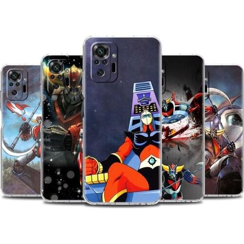 Soft Clear Case For Xiaomi Redmi Note 10 9 8 Pro 9S 10S 8T 9A 9C K40 7 9T 8A Shockproof Silicone Phone Cover UFO Robot Grendizer