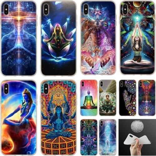 Soft silicone Case For i12 11 Pro 7 8 6 6s Plus XR XS Max cover Mini 5 5S SE 2020 Etui Cases Mandala Chakra Insist Yoga