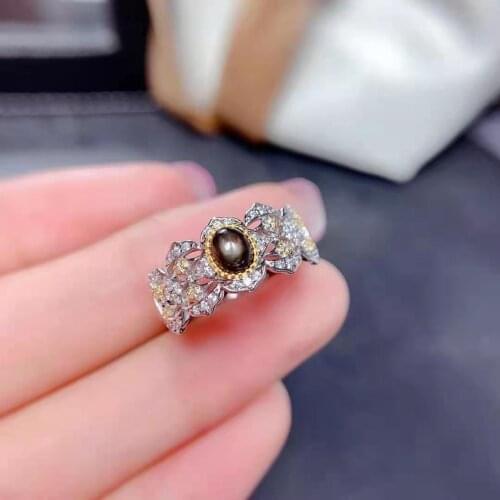 Natural Star Sapphire Ring S925 Sterling Silver Accessaries Party Fine Fashion Charming Jewelry for Women MeiBaPJFS