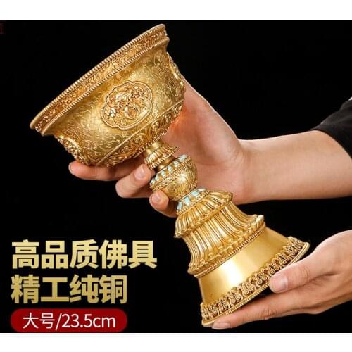 Wholesale Buddhist supplies # GOOD HOME Shrine Eight Auspicious Symbols of Buddhism copper worship buddha Butter lampholder
