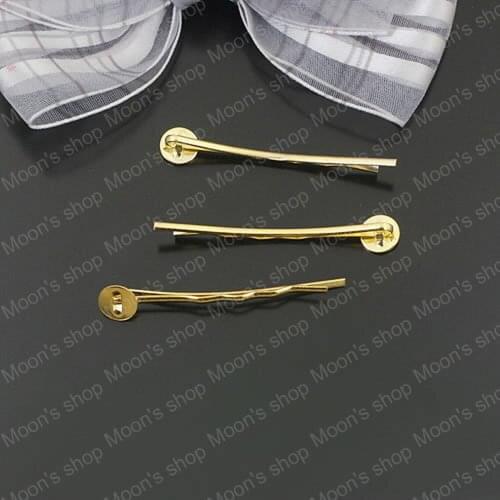 Wholesale Iron Gold color 44mm,Paste size:7mm Hair Jewelry&Hair clip DIY Jewelry Findings Accessories 100 pieces (JM3258)