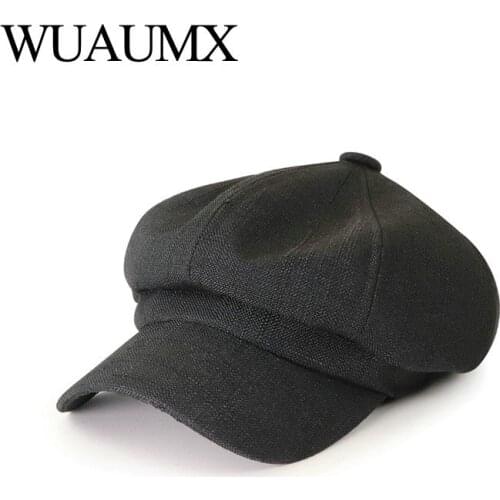 Wuaumx Autumn Octagonal Hat For Men Retro Newsboy Caps Women Curved Brim Duckbill Berets Detective Hats Unisex Painter Cap boina