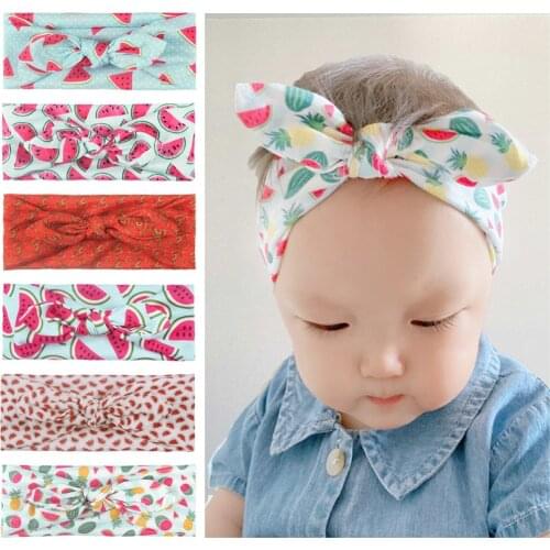 2020 Hot Selling Headband Childrens New Fruit Rabbit Eared Knotted Hair Band Baby Printed Bowknot Headbands Hair Accessories