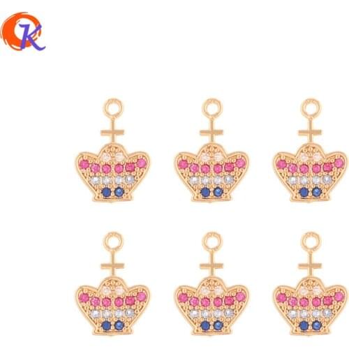 Cordial Design 50Pcs 11*16MM CZ Charms/Earring Connectors/Crown Shape/Jewelry Accessories/Hand Made/Earring Findings/DIY Making