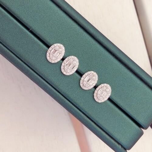 Aazuo 18K Pure Gold Fine Jewelry Real Diamond 0.30ct Egg shape Stud Earring Upscale Trendy Classic Party Fine Jewelry Hot Sell