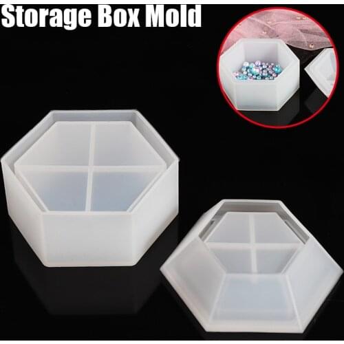 1Pc Silicone Storage Box Mold Hexagon Jewellery Bead Mold Resin Epoxy DIY Making Mould for Jewellery Earings Storage