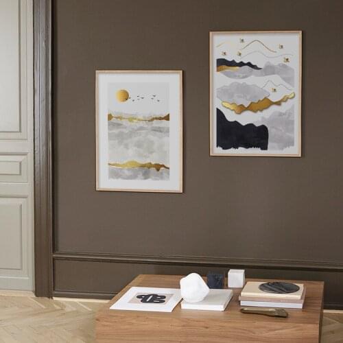 Scandinavian Abstract Landscape Poster Canvas Painting Mountain Sun Nordic Wall Art Picture Print Modern Living Room Home Decor