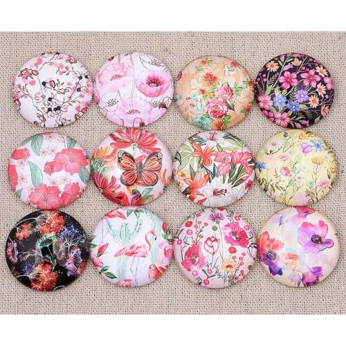 Mixed floral pattern cabochon glass round 12mm 20mm 25mm 30mm diy flatback jewelry making findings
