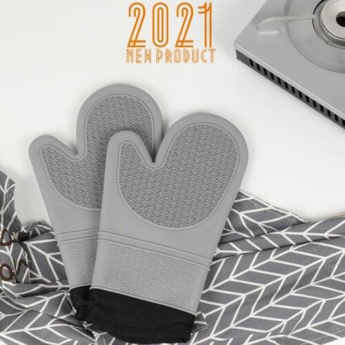 1pcs Thickened Silica Baking Gloves Anti-scald And Non-slip Durable Cotton Kitchen Tray Pot Dish Bowl Holder Oven Gloves