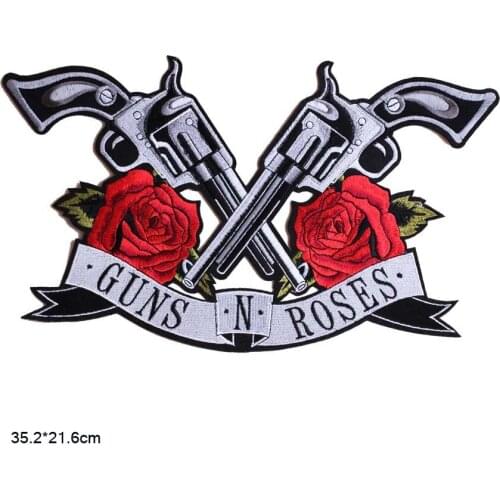 Great Quality Guns N Roses Big Size Iron On Embroidered Music Clothes Patches For Clothing Wholesale