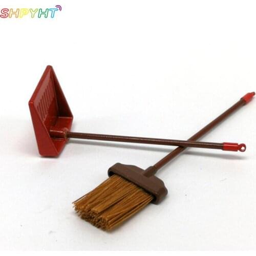 1:12 Doll Acces Doll House Miniature Broom Dustpan Set Dollhouse Cleaning Tool Kits Classic Toys Pretend Play Furniture Toys