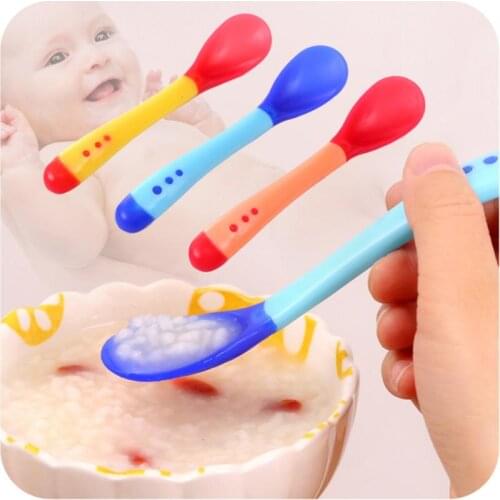 1pc Baby Spoon Temperature Heat Sensing Newborn Infant Feeding Care Safety Tool Toddler Dinnerware Cutlery Utensil Solid Feeding