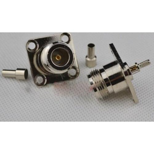 20pcs N Jack Female 4-hole panel mount Crimp N-KF-1.5 L16 RF 50ohms for RG316 RG174 LMR100 Cable