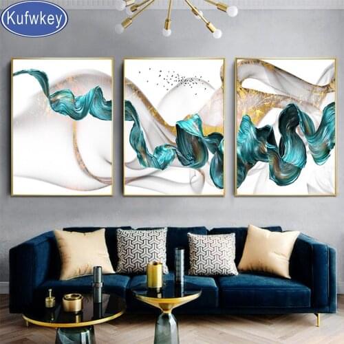 3 Pcs Diamond embroidery Green Drifting Flying Abstract Wall Art Picture full round square Diamond painting mosaic puzzle gift