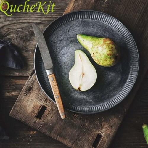 3pcs Retro Disc Iron Craft Storage Tray Antique Metal Round Tray Dessert Cake Dried Nuts Fruit Plate Home Kitchen Party Decor