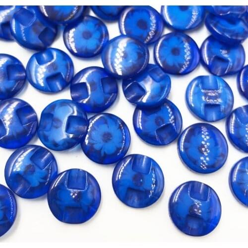 50pc Lots 14mm Navy color flower Plastic Buttons sewing/appliques/craft PT11