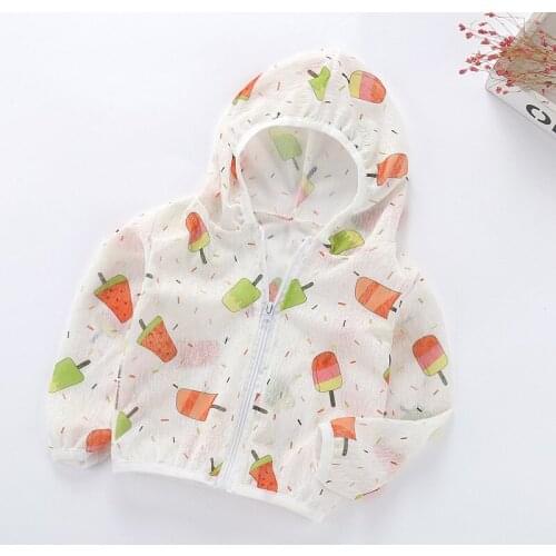 Childrens Sunscreen Clothes 2021 Summer Long Sleeve Boys Girls Sun Protection Clothing Breathable Hooded Zipper Coat Kids Wear