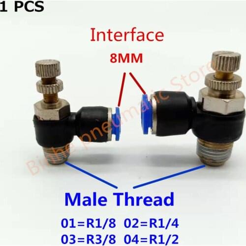 SL8-01 SL8-02 SL8-03 SL8-04Pneumatic throttle valve L-type fast connecting cylinder speed control valve 8mm trachea