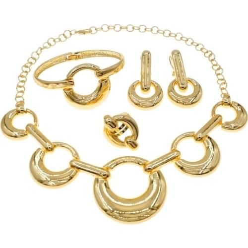 Fashion Brazilian Gold Jewelry Set Exaggerated Large Necklace Set High Quality Wedding Jewelry Set H0022