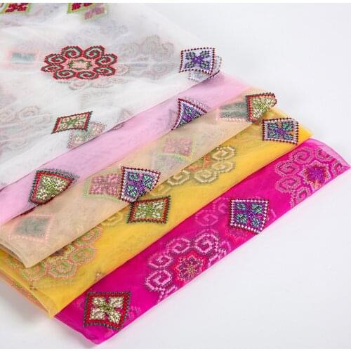 Cusack 100 x 150 cm Lace Fabric Mesh Embroidered Flower for Baby Girls Women Dress Costumes Sewing 5 Colors