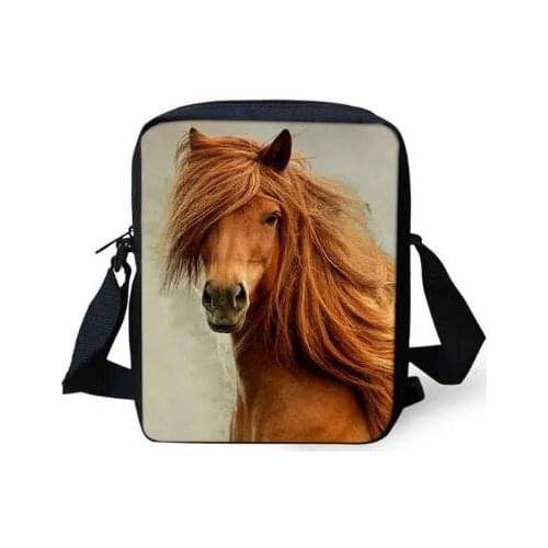 Fashion Womens Messenger Bags Flower Horses Pattern Woman Cross Body Bags Cartoon Animal Girls Mini Flaps Purse Bags