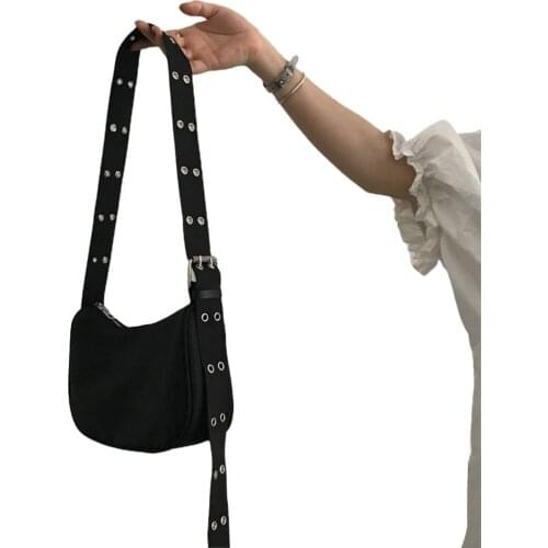 Latest Soft Nylon Women black Underarm Bag Retro Solid Color Lady Baguette Handbag Fashion Design Girls Small Shoulder Bags ins