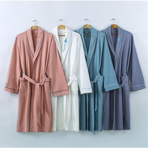 Autumn winter robes new hotel nightgown cotton kimono ladies bathrobe absorbent yukata men and women simple home clothes пижама