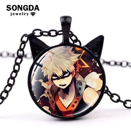 SONGDA My Hero Academia Necklace Anime Jewelry Lovely Cat Ears Pendants Midoriya Izuku Todoroki Shoto Bakugou Katsuki Necklaces