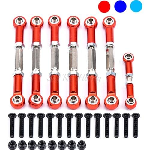 7PCS Adjustable Aluminum Turnbuckles Camber Link Rod Ends Sets for 1/10 1:10 Traxxas Slash 4X4 / 2WD Short Course Upgrade Parts