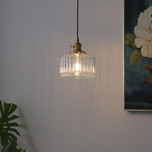 North Europe new style glass small chandelier Japanese retro brass dining-room light bar bedroom small chandelier bedside