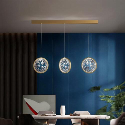 Modern kitchen chandelier lighting for living room bedroom bedside crystal light rectangle island hanging lamp ring decor light