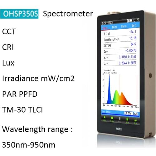 Portable 350-950nm IR Light Spectrometer therapy lamp irradiance mW/cm2 test OHSP350S Hopoocolor