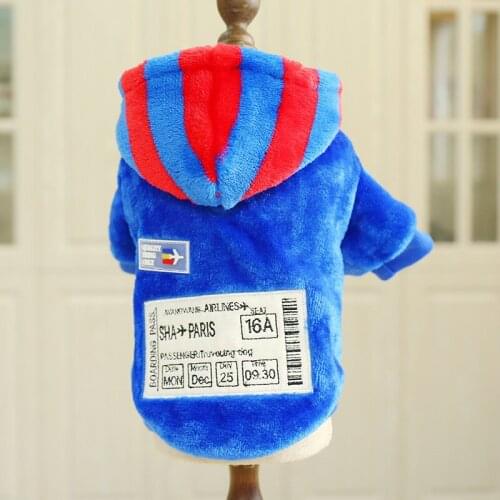 New Dog Cat Hoodie Coat Plane Ticket Design Pet Puppy Autumn/Winter Clothes Apparel 5 Sizes