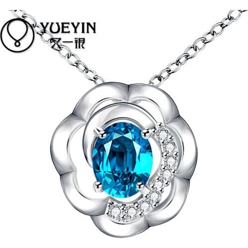 New style silver plated Crystal pendant necklace for women jewelry zircon Luxurious wedding Bridal Jewelry