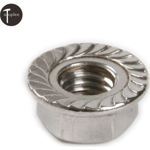 1pc Metric M8 Flange Nut 304 Stainless Steel Hex Head Serrated Spinlock Fasteners Non-slip Nuts Toothed Nuts