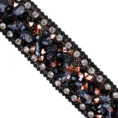 10yards Black Hotfix Rhinestones Trim Chain White Crystal Iron on Applique Trimming Sticker Craft Sewing Accessories T2731