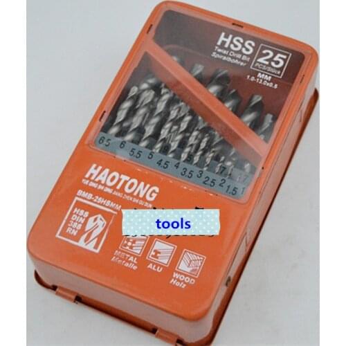 25pcs 1mm-13mm bits High-speed steel straight shank twist drill head 25pcs Woodworking drill