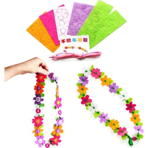 3PCS DIY Non-woven Necklace Flower DIY Handmade Wreath Garland Creative Children Toys Exquisite Safety Crafts Toy Girls Gifts