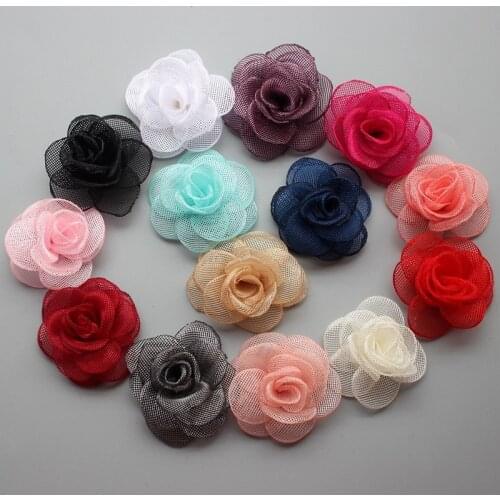 30 pcslot , 1.96" Burned Edges Hair Flower , Wedding Fabric Flower Applique