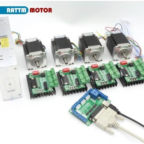 5 axis breakout board CNC Controller kit 4pcs Nema23 76mm stepper motor(Dual shaft)&TB6560 MD430 single axis driver