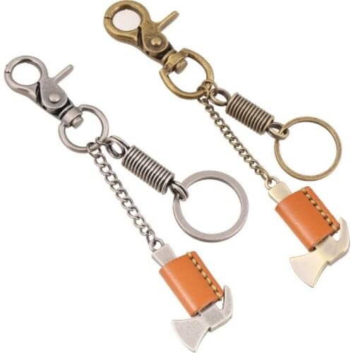 Hammer Genuine Leather Keychain Fashion Men Jewelry Metal Pendant Keyring Waisting Hanging Holder Accessories Punk Car Key Chain